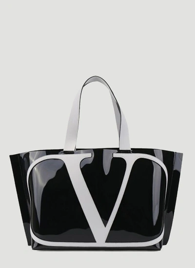 Valentino Garavani Small Tote Bag In Nero/bianco Ottico