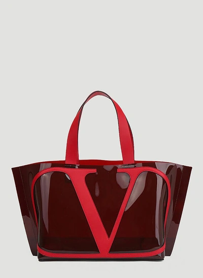 Valentino Garavani Pvc Small Tote Bag In Red