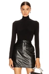 Norma Kamali Scoop-neck Three-quarter-sleeve Bodysuit In Black
