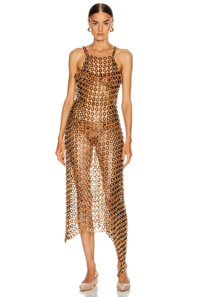 Cult Gaia Fuego Dress In Metallic Gold In Tortoise | ModeSens