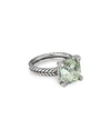 David Yurman Sterling Silver Chatelaine Ring With Prasiolite & Diamonds In Green/silver