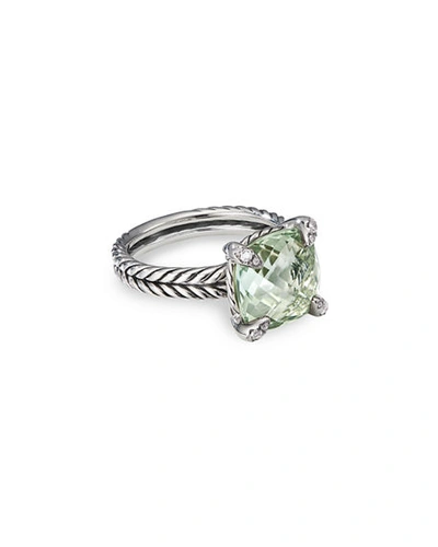 David Yurman Sterling Silver Chatelaine Ring With Prasiolite & Diamonds In Sage