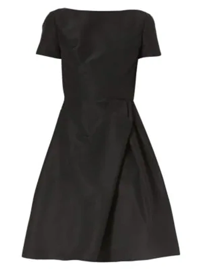 Carolina Herrera Icon Draped Bateau-neck Silk Dress In Black