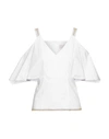 PETER PILOTTO PETER PILOTTO WOMAN BLOUSE WHITE SIZE 6 COTTON, POLYAMIDE, ELASTANE,12380831AP 4