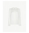 SANDRO LACE-TRIMMED CREPE SHIRT