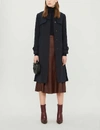 Sandro Pleated-panel Twill Trench Coat In Navy Blue