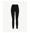 SANDRO AJUST BUTTON-DETAIL HIGH-RISE SKINNY STRETCH-CREPE TROUSERS