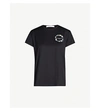 GIVENCHY FLORAL-EMBROIDERED LOGO-PRINT COTTON-JERSEY T-SHIRT