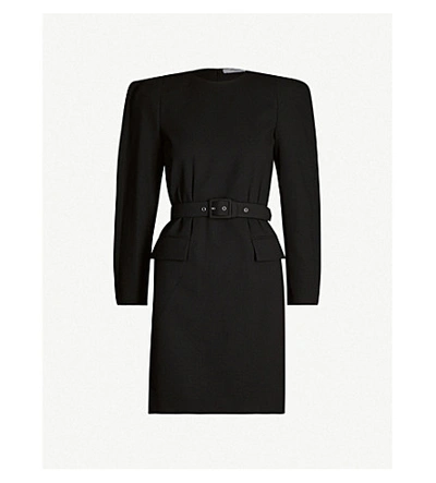 Givenchy Soft Crepe Wool W/round Shoulder Dress In Black