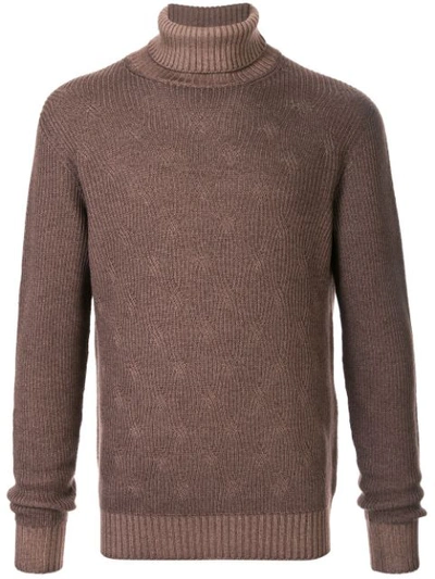 Corneliani Ribbed Turtleneck Jumper In Brown