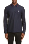 BURBERRY EMBROIDERED MONOGRAM LONG SLEEVE PIQUE POLO,8019198