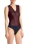 COMMANDO DEEP V-NECK FAUX LEATHER BODYSUIT,BDS014