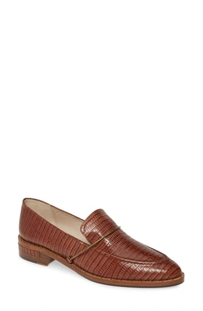 Freda Salvador Reptile Embossed Loafer In Brown Rose Mini Croc