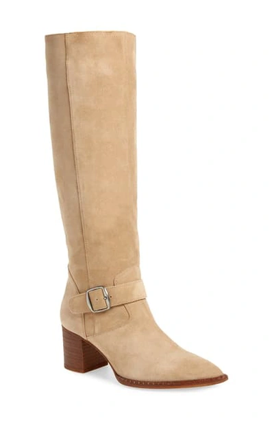 Free People Dahlia Knee High Boot In Sand Suede