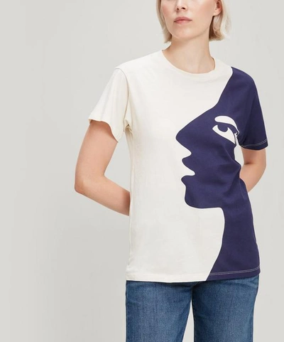 Monogram Portrait Cotton T-shirt In Cream