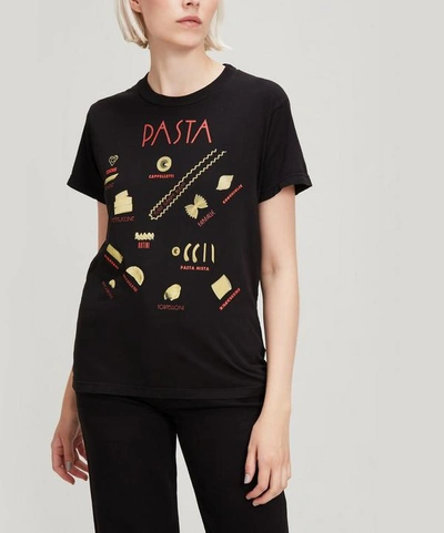 Monogram Pasta Print Cotton T-shirt In Black