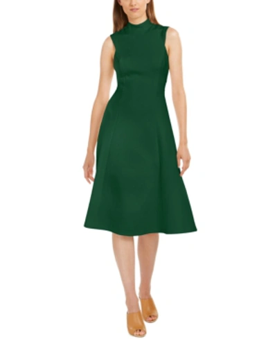 Calvin Klein Mock-neck Fit & Flare Dress In Malachite