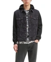 Levi's Levis Men's Big & Tall Hooded Trucker Denim Jacket In Black