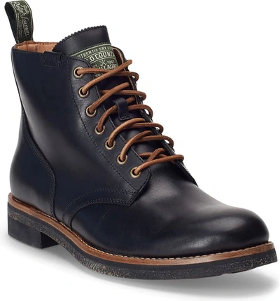 Polo Ralph Lauren Rl Army Boot In Black Leather