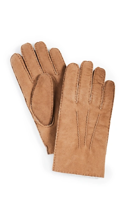 Polo Ralph Lauren Shearling Icon Gloves In Natural