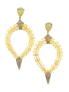 ETHO MARIA WOMEN'S MISTY 18K YELLOW GOLD, OPAL & BROWN DIAMOND BEADED TEARDROP EARRINGS,400011633589