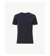 Allsaints Brace Crewneck Cotton-jersey T-shirt In Lead Navy