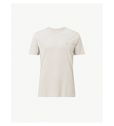 Allsaints Brace Crewneck Cotton-jersey T-shirt In Lunar Grey