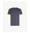 Allsaints Brace Crewneck Cotton-jersey T-shirt In Washed Navy