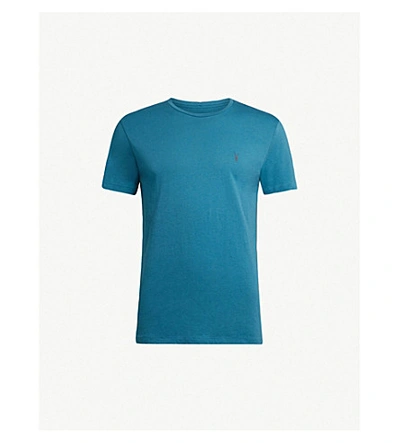 Allsaints Tonic Crewneck Cotton-jersey T-shirt In Arch Blue