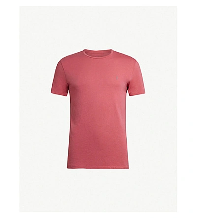 Allsaints Tonic Crewneck Cotton-jersey T-shirt In Facade Pink