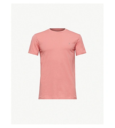 Allsaints Tonic Crewneck Cotton-jersey T-shirt In Sorbet Pink