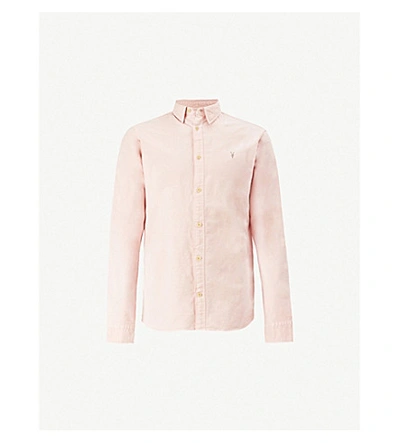 Allsaints Hungtingdon Slim-fit Cotton Shirt In Bleach Pink