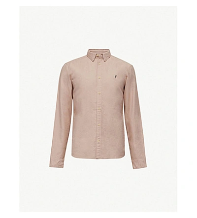 Allsaints Hungtingdon Slim-fit Cotton Shirt In Mushroom Pink