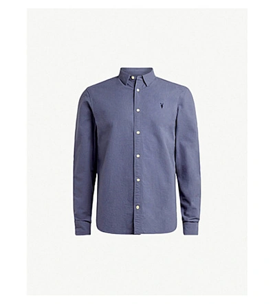 Allsaints Hungtingdon Slim-fit Cotton Shirt In Space Blue