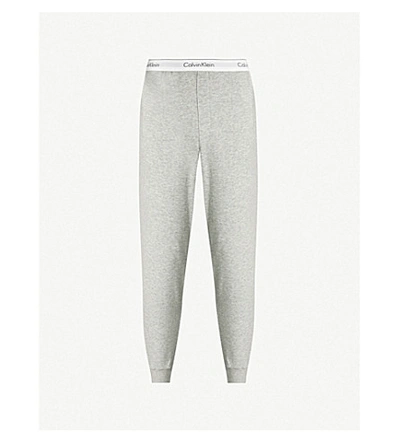 Calvin Klein Modern Cotton Cotton-jersey Jogging Bottoms In Grey Heather