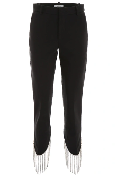 Area Crystal Fringes Trousers In Black