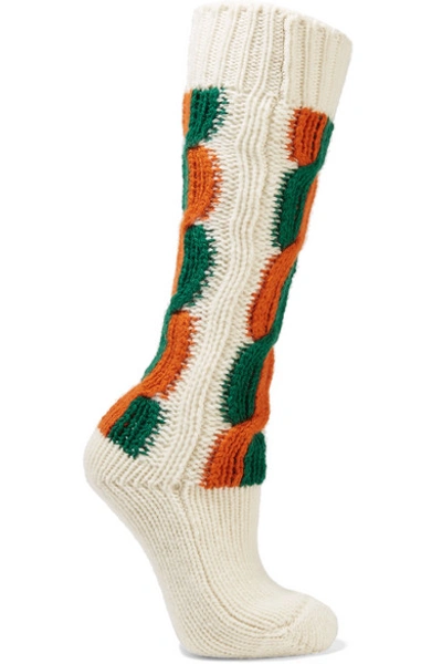 Gucci Striped Cable-knit Wool Socks