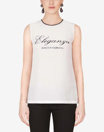 Dolce & Gabbana Crepe De Chine Top With Embroidery In White