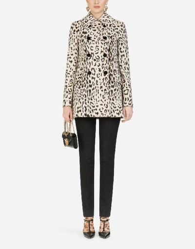 Dolce & Gabbana Leopard-print Faux Fur Pea Coat In Animal Print