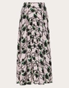 Valentino + Undercover Pleated Printed Silk Crepe De Chine Midi Skirt In Pink