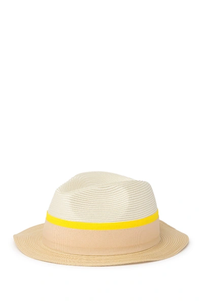 Calvin Klein Panama With Pop Color Band Hat In Natural