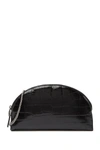 Eric Javits Croc Embossed Leather Croissant Shoulder Bag In Black