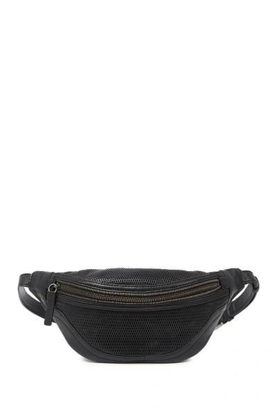 Frye Lena Perforated Leather Belt Bag In Black