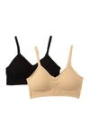 Real Underwear Seamless Longline Bralette - Pack Of 2 In Nude/black