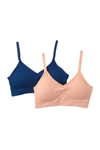 Real Underwear Seamless Longline Bralette - Pack Of 2 In Body/indigo