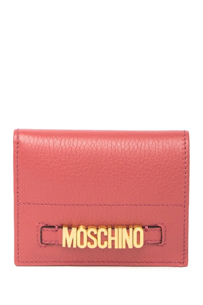 Moschino Logo Leather Bi-fold Wallet In Rosa