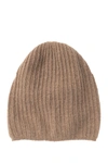 Portolano Rib Knit Cashmere Beanie In Lt Nile Brown