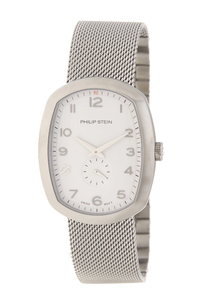 Philip Stein Men's Oval Mesh Strap Watch, 47mm X 37mm In St. Steel