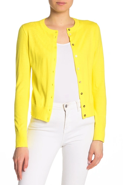 J Crew Front Button Knit Cardigan In Lemon Wedge