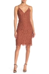 Astr Lace V-neck Sheath Dress In Dust Cedar